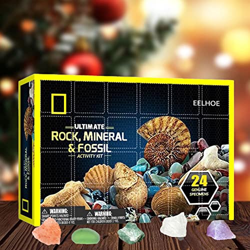 Liummrcy Crystal Advent Calendar 2021 Juguetes de Navidad, 24 días Catrinacion Cristal RARA Y Real Geográfico Minerai Minerai Colecciones de Arte y artesanía Juguetes de Navidad Adviento de Navidad