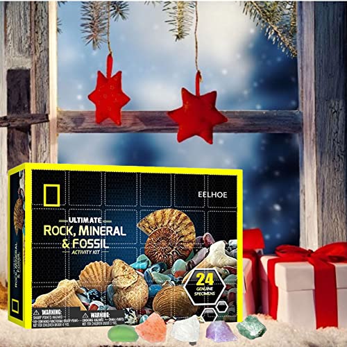 Liummrcy Crystal Advent Calendar 2021 Juguetes de Navidad, 24 días Catrinacion Cristal RARA Y Real Geográfico Minerai Minerai Colecciones de Arte y artesanía Juguetes de Navidad Adviento de Navidad