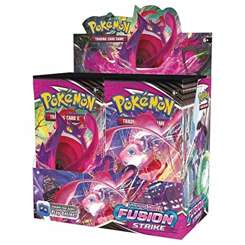 Lively Moments Pokémon - Tarjetas de espada y escudo de 36 Booster Packs Fusions, expositor de ataque y tarjeta de felicitación gratis