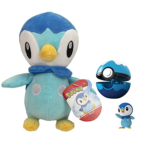 Lively Moments Pokemon XL Set Play & Sleep Plinfa / Piplup con clip N´Go Pokeball & Peluche / juguete y tarjeta de felicitación