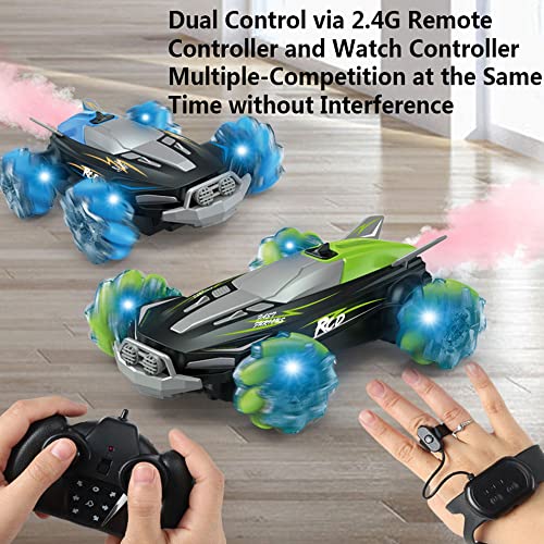 LIWWEN Coche Teledirigido Todoterreno Inalámbrico 2.4G con Luz Y Música RC Cars Toy Todo Terreno Spray Stunt RC Auto Juguetes Eléctricos para Niños Regalo De Cumpleaños para Niño