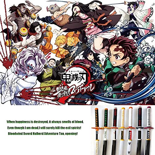 LixLan 75/100cm Cosplay Anime Espada Demon Slayer Blade, Espada samurái de Madera Kochou Shinobu Kamado Prop Modelo de Arma Anime Cosplay Katana (Color : Kochou Shinobu A, Size : 75cm/27.6inch)