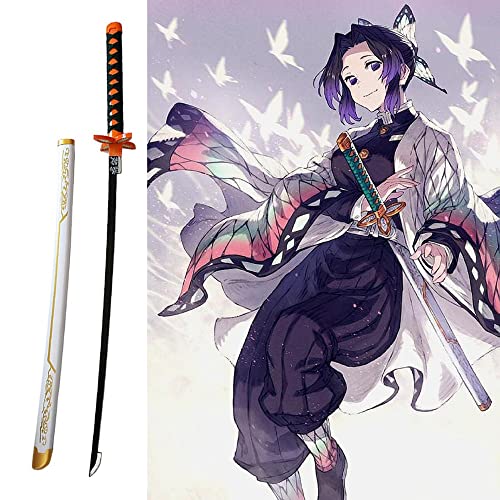 LixLan 75/100cm Cosplay Anime Espada Demon Slayer Blade, Espada samurái de Madera Kochou Shinobu Kamado Prop Modelo de Arma Anime Cosplay Katana (Color : Kochou Shinobu A, Size : 75cm/27.6inch)