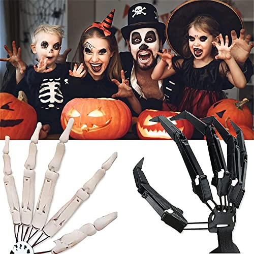 LIYGHFRTIO Extensiones De Dedo Cosplay, Dedos Articulados De Halloween Usables Skeleton Hands Cosplay Prop, Realistic Halloween Paw Skeleton Bone Glaw(Color:Negro)