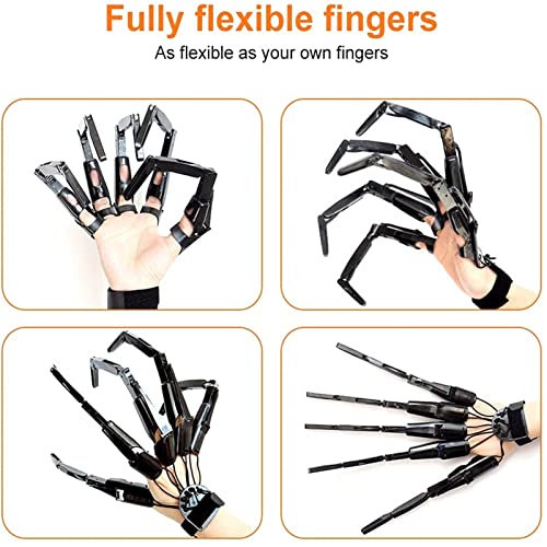 LIYGHFRTIO Extensiones De Dedo Cosplay, Dedos Articulados De Halloween Usables Skeleton Hands Cosplay Prop, Realistic Halloween Paw Skeleton Bone Glaw(Color:Negro)