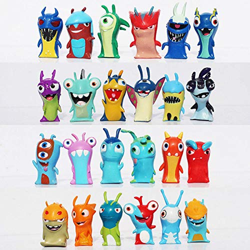 LLly 24 Pcs Figura De Anime Slug Elf Bobby Lanzamiento Muñeca Elf, Modelo De Dibujos Animados De PVC Estatua Slugterra Juguete Animal 5cm