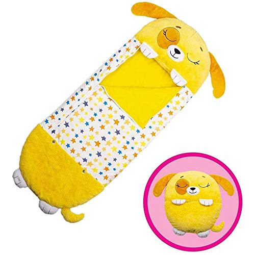 LLZZJ Kids Play Pillow Fun Sleeping Saco de Dormir Plegable Suave para niños Saco de Dormir de Animales y Adornos de Navidad-Perro Amarillo