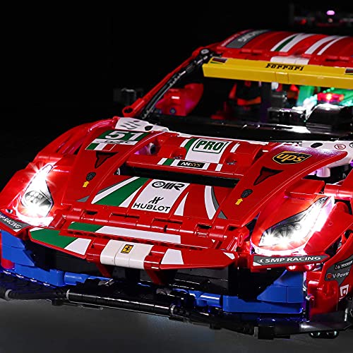 LMTIC Technic Ferrari 488 GTE - Kit de iluminación LED para bloques de construcción (51 pulgadas) compatible con Lego 42125 (no incluye los juegos de Lego)