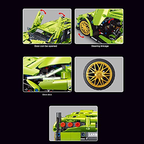 Loads Modelo de coche deportivo para Lamborghini Sian FKP 37, técnica 1/14, piezas de construcción con luz, 1268 piezas, compatible con la técnica Lego