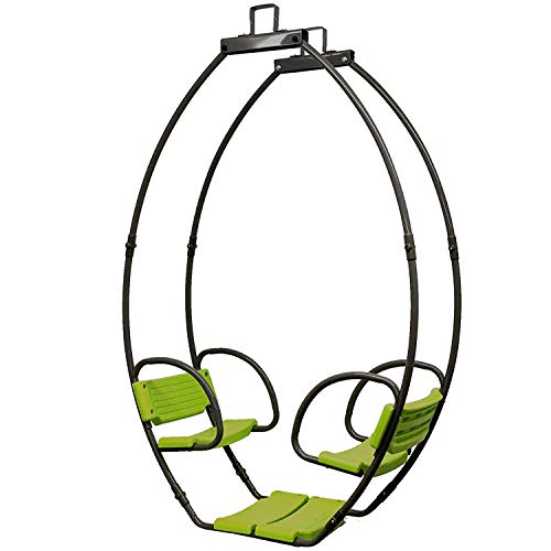 Loggyland Góndola doble columpio hecho de metal para 2 niños, 1700 x 445 x 1140 mm, gris verde