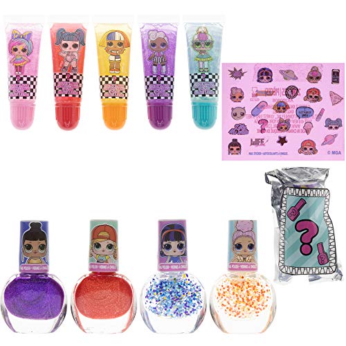 L.O.L Surprise! Townley Girl El juego de maquillaje incluye brillo de labios, esmalte de uñas y pegatinas de uñas para niños y niñas, a partir de 3 años, 11 piezas