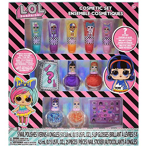 L.O.L Surprise! Townley Girl El juego de maquillaje incluye brillo de labios, esmalte de uñas y pegatinas de uñas para niños y niñas, a partir de 3 años, 11 piezas