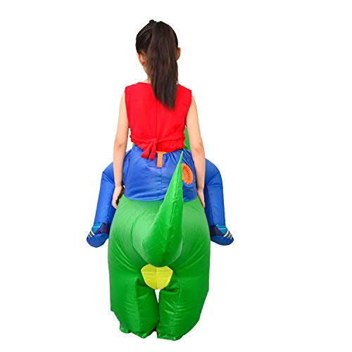 LOLANTA Disfraz inflable de dinosaurio infantil Disfraces de fiesta de disfraces de Halloween Disfraces de T-Rex (M (altura: 120-150 cm), Verde)