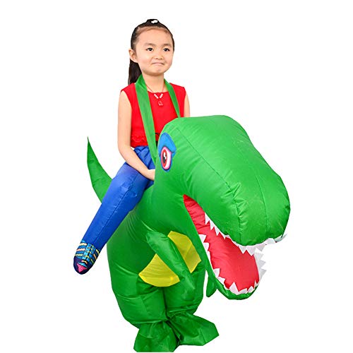 LOLANTA Disfraz inflable de dinosaurio infantil Disfraces de fiesta de disfraces de Halloween Disfraces de T-Rex (M (altura: 120-150 cm), Verde)