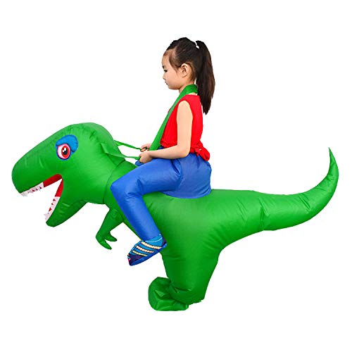 LOLANTA Disfraz inflable de dinosaurio infantil Disfraces de fiesta de disfraces de Halloween Disfraces de T-Rex (M (altura: 120-150 cm), Verde)