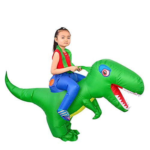 LOLANTA Disfraz inflable de dinosaurio infantil Disfraces de fiesta de disfraces de Halloween Disfraces de T-Rex (M (altura: 120-150 cm), Verde)