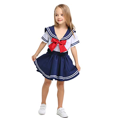 LOLANTA Traje de Marinero para niños,Uniforme de Colegiala Japonesa,Disfraz de Cosplay de Anime de Carnaval de Halloween