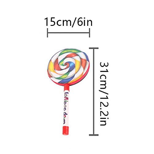 Lollipop Tambor con El Mazo Rainbow Mano del Palillo del Tambor del Juguete del Juego De Instrumentos De Percusión para Niños 25cm