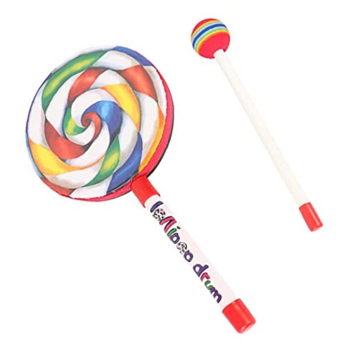 Lollipop Tambor con El Mazo Rainbow Mano del Palillo del Tambor del Juguete del Juego De Instrumentos De Percusión para Niños 25cm