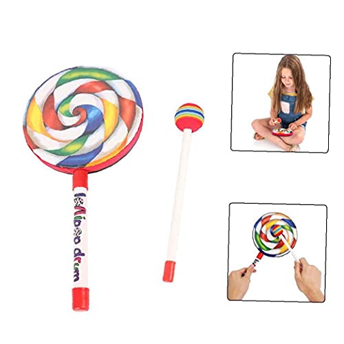 Lollipop Tambor con El Mazo Rainbow Mano del Palillo del Tambor del Juguete del Juego De Instrumentos De Percusión para Niños 25cm