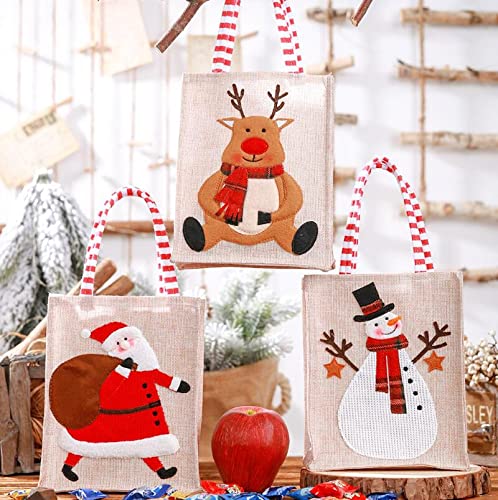 Longsheng Bolsas de regalo de Navidad no tejidas Bolsas de mano de Navidad con asas Bolsas de mano grandes con asas Bolsa de regalo reutilizable Bolsas de compras Santa Navidad Árbol Fiesta Bolsas