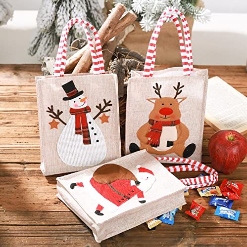 Longsheng Bolsas de regalo de Navidad no tejidas Bolsas de mano de Navidad con asas Bolsas de mano grandes con asas Bolsa de regalo reutilizable Bolsas de compras Santa Navidad Árbol Fiesta Bolsas