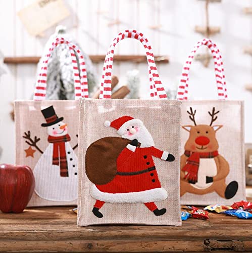 Longsheng Bolsas de regalo de Navidad no tejidas Bolsas de mano de Navidad con asas Bolsas de mano grandes con asas Bolsa de regalo reutilizable Bolsas de compras Santa Navidad Árbol Fiesta Bolsas