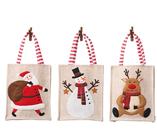 Longsheng Bolsas de regalo de Navidad no tejidas Bolsas de mano de Navidad con asas Bolsas de mano grandes con asas Bolsa de regalo reutilizable Bolsas de compras Santa Navidad Árbol Fiesta Bolsas