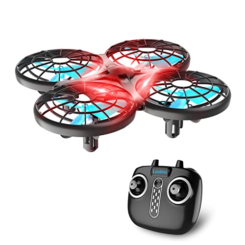 Loolinn | Dron para Niños - Mini Drone Cuadricóptero RC con Tecnología Anti-Colisión Automática / Acrobacias con Giro de 360° / Dos Pilas Incluidas (Regalo de los niños)