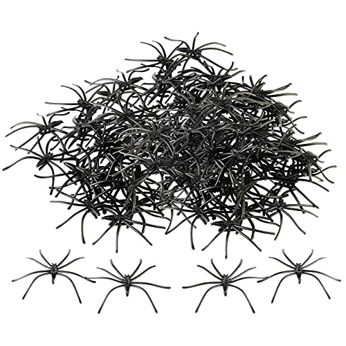 LOOPES 200pcs Halloween Decoracion Terror Bromas Inocentes Araña Broma para Niños Arañas Halloween Mesa Casa Divertidas Objetos Juego Artículo Pared Infantil El Día de Los Muertos Negro.