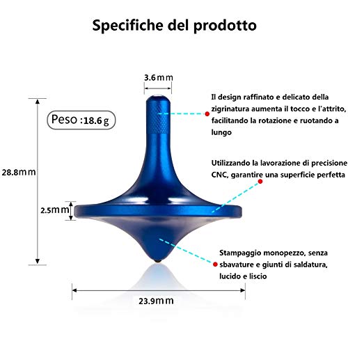 Loqatidis peonza giratoria de Acero Inoxidable de Grado alimenticio, Caja de Embalaje de PC translúcida Anti-caída, Juguetes EDC de giroscopio de Escritorio de precisión (S, Azul)