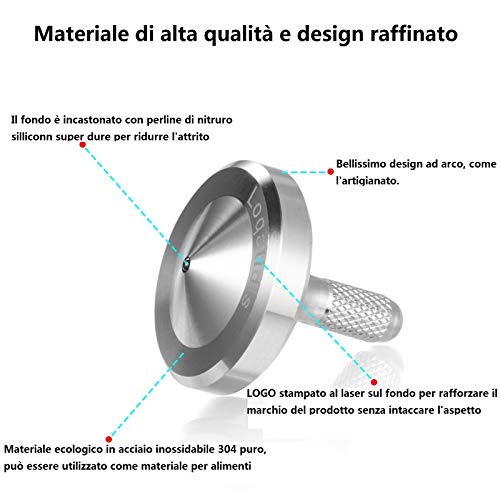 Loqatidis Peonza giratoria de Acero Inoxidable,Tiempo de Giro Superior a 7 Minutos,Juguetes de giroscopio de descompresión para Matar el Tiempo,Soporte rotación Invertida (S, Plata)