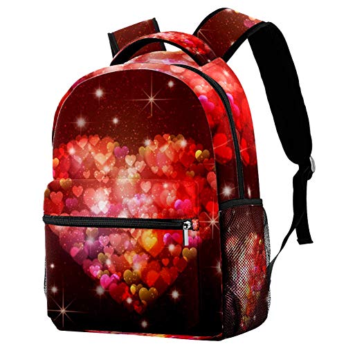 LORVIES Bling Love Hearts - Mochila de hombro para estudiantes escolares, bolsas de viaje