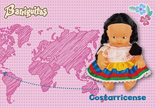 Los Barriguitas - Barriguitas del mundo Costarricense, muñecas clásicas del mundo de 13 cm, edición limitada Costa Rica, juguete para coleccionar, niños a partir de 3 años, FAMOSA (700016810)