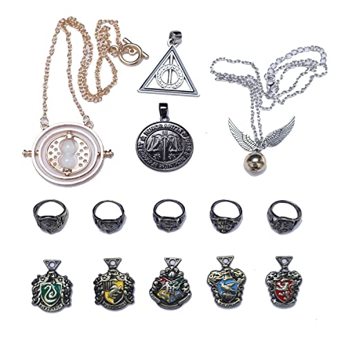 Lote de 14 anillos mágicos de animales Cosplay con accesorios de Harry Potter, con convertidor de tiempo de arena