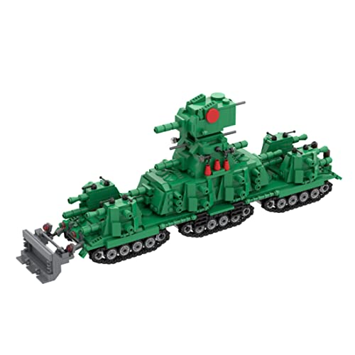 LOTFUN Tanque técnico para USSR KV-44, WW2 militar, soporte de tanque con bloques de montaje, compatible con Lego COBI Technic, 1211 piezas, color verde