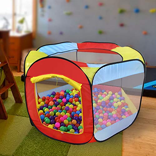 LSGNB Capa de la Sola Tienda de Juego Plegable, Valla Cubierta de los niños, al Aire Libre de Seis Caras de bebé Ball Pool Juego casa Cerca (Color : Red)