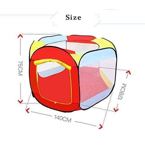 LSGNB Capa de la Sola Tienda de Juego Plegable, Valla Cubierta de los niños, al Aire Libre de Seis Caras de bebé Ball Pool Juego casa Cerca (Color : Red)