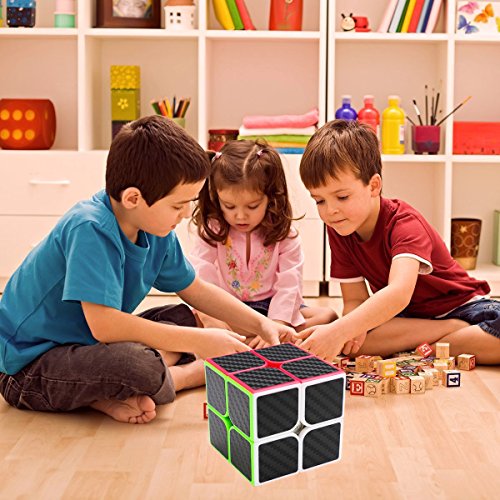 LSMY Speed Cube 2x2x2, Puzzle Mágico Cubo Carbon Fiber Sticker Toy