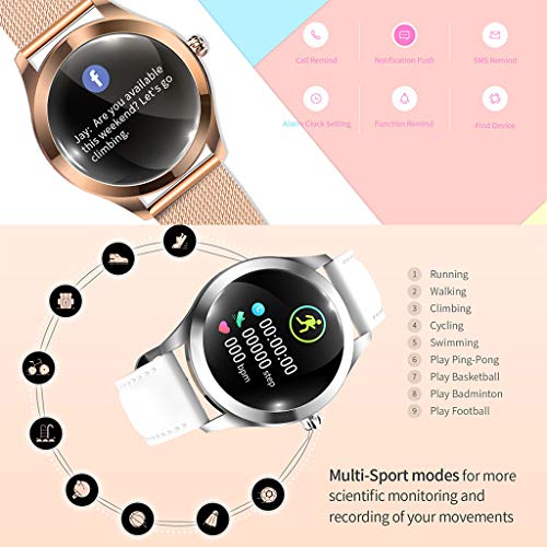 LTLJX Mujer Pulsera Actividad Inteligente Reloj con Pulsómetro,Monitor de Sueño,Smartwatch Fitness Podómetro Cronómetros para iOS Android,Blanco