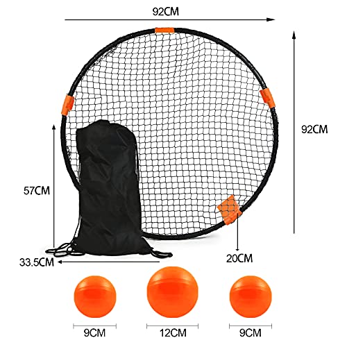 LUCKSWET Spike Ball Set de juego, juego de equipo, césped, juego de voleibol, juego de Strike Ball, juego de roundnet con 3 pelotas para exteriores, casa, jardín, playa, parque