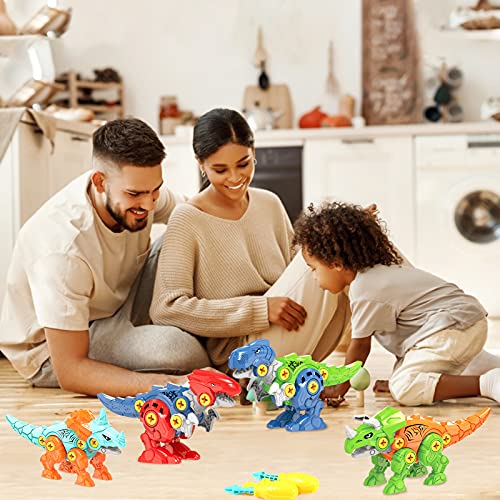 Luclay Dinosaurios Juguetes para Niños con Caja de Almacenamiento Taladro Eléctrico, STEM Learning Construction Engineering Play Kit para niños y niñas de 3 4 5 6 7