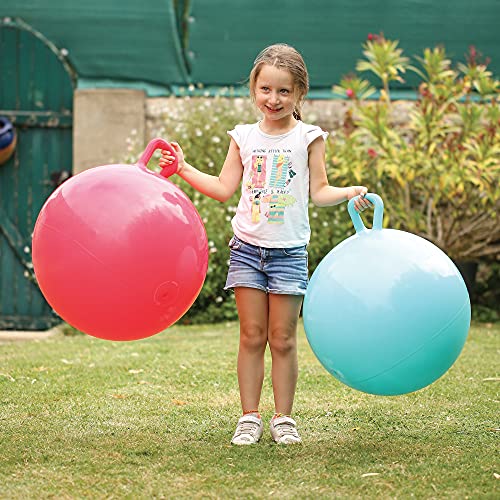 Ludi - 90104 - Balón de salto XXL - Azul - Mango Adaptado - Balón Inflable Grande - Plástico Grueso y Elástico - Juguete de Interior y Exterior - Para ser un As del Rebote - A partir de los 5 Años