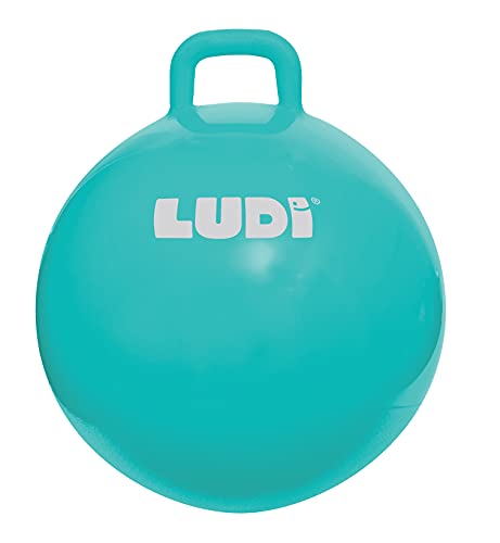 Ludi - 90104 - Balón de salto XXL - Azul - Mango Adaptado - Balón Inflable Grande - Plástico Grueso y Elástico - Juguete de Interior y Exterior - Para ser un As del Rebote - A partir de los 5 Años