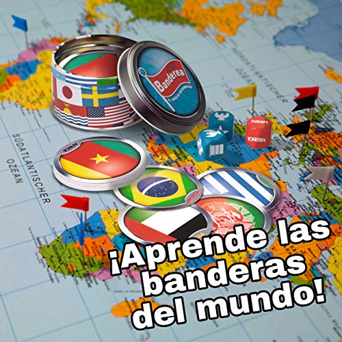 Lúdilo- Banderea, Banderas del Mundo, Mesa para niños, Viaje, Juego Cartas Agilidad Mental, Educativo, Juguete en Familia (80894)