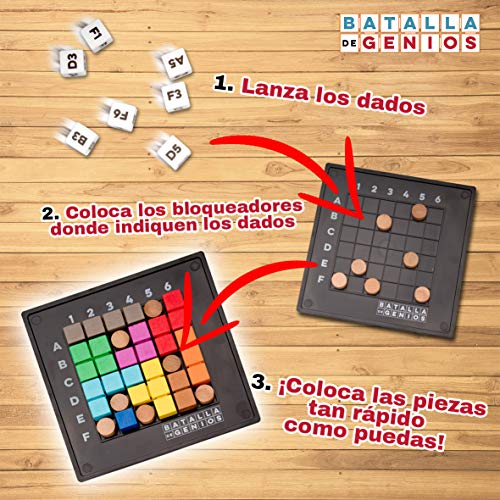 Lúdilo- Batalla de Genios 3D, Mesa, Rompecabezas Madera, educativos, Juegos Inteligencia niños, Puzzles + Lúdilo- Reinas durmientes, Juego de cartas educativo para niños