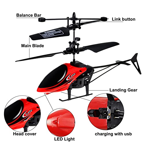 Lunriwis Mini helicóptero teledirigido de 2 canales, juguete para niños, helicóptero teledirigido con luz LED, juguete con mando a distancia, para adultos y principiantes