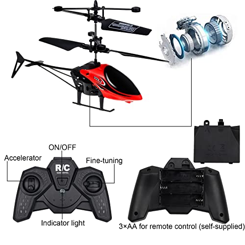 Lunriwis Mini helicóptero teledirigido de 2 canales, juguete para niños, helicóptero teledirigido con luz LED, juguete con mando a distancia, para adultos y principiantes