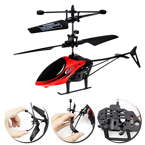 Lunriwis Mini helicóptero teledirigido de 2 canales, juguete para niños, helicóptero teledirigido con luz LED, juguete con mando a distancia, para adultos y principiantes