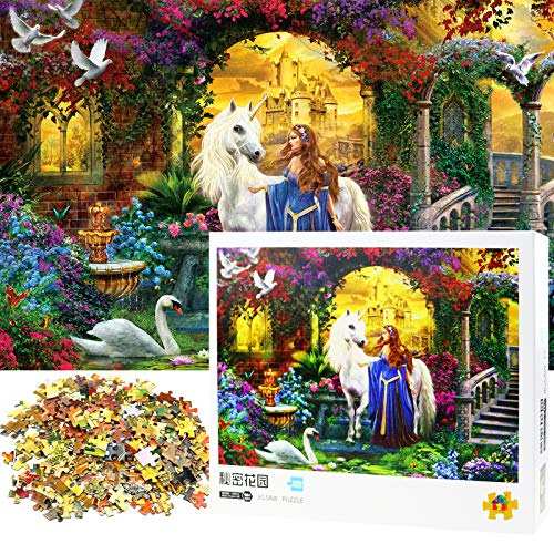 Lunriwis Puzzles 1000 Piezas, Puzzle Adulto 1000 Piezas Rompecabezas, Paisaje Rompecabezas Arte, Intelectual Educativo,Juego Familiar Puzzle, Juguete Regalo para Niños Adultos (Jardín Secreto)